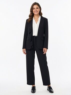 Long Tall Sally Black Women's Blazer ruffle collar size 14